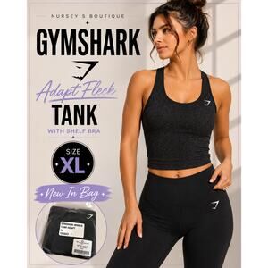 Gymshark Adapt Fleck Tank With Shelf Bra Black XL NIB Light Support